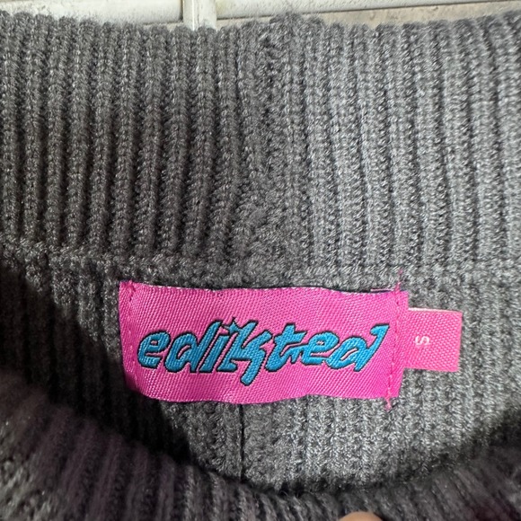 Edikted Grey Ribbed Knit Cargo Pants Wide Leg Drawstring Waist Size S - Picture 3 of 7